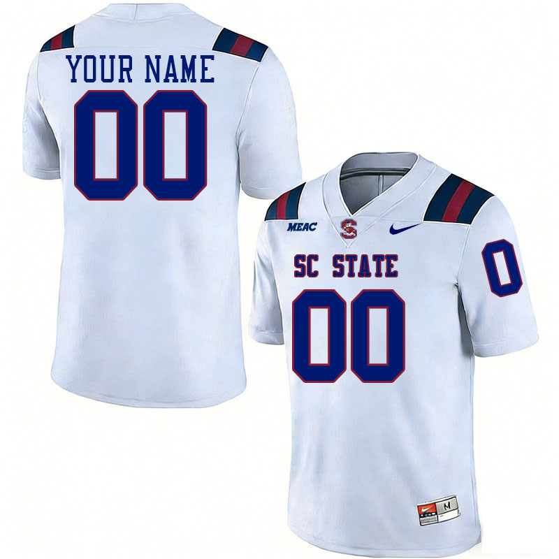 Custom South Carolina State Bulldogs Name And Number Football Jerseys,Uniforms Stitched-White